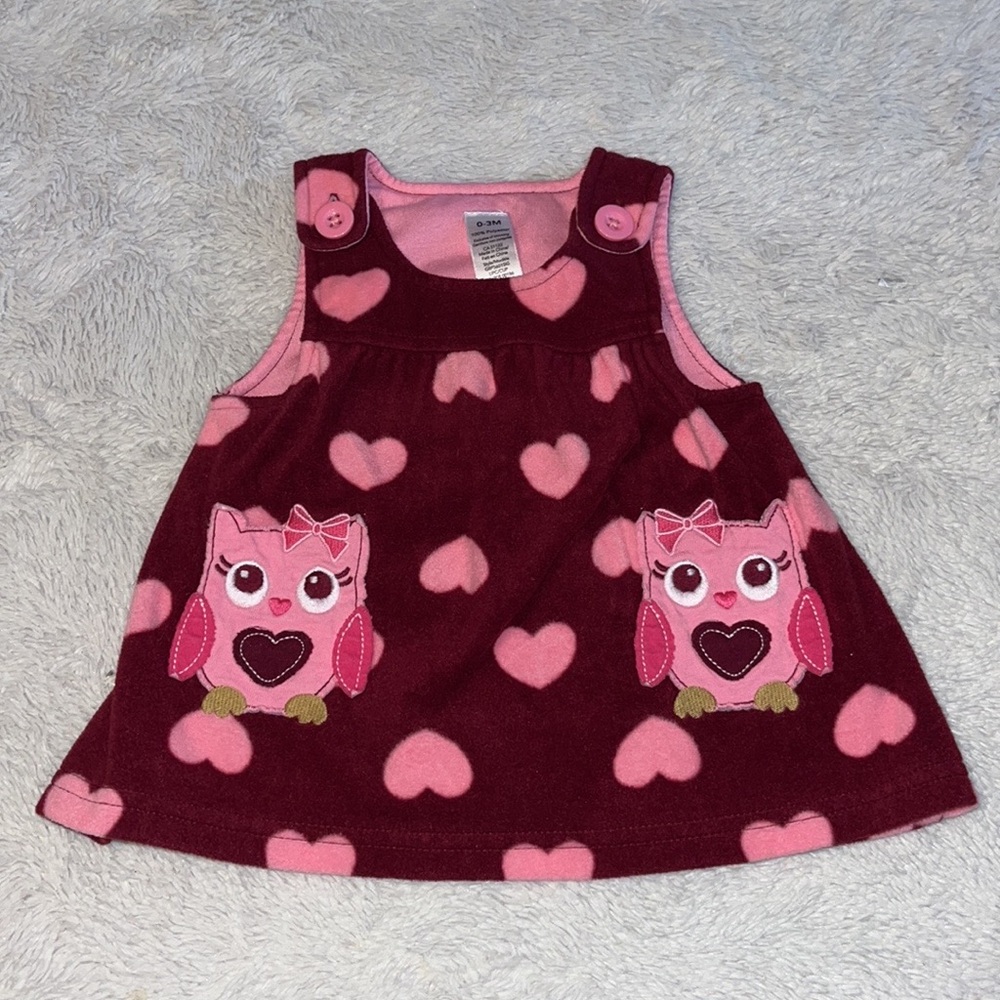 George fleece pink owl dress 0/3 months baby girl clothing 🦉